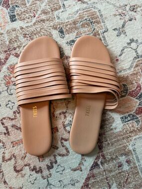 TKEES Women's Layered Strap Slide Sandals in Blush Tan